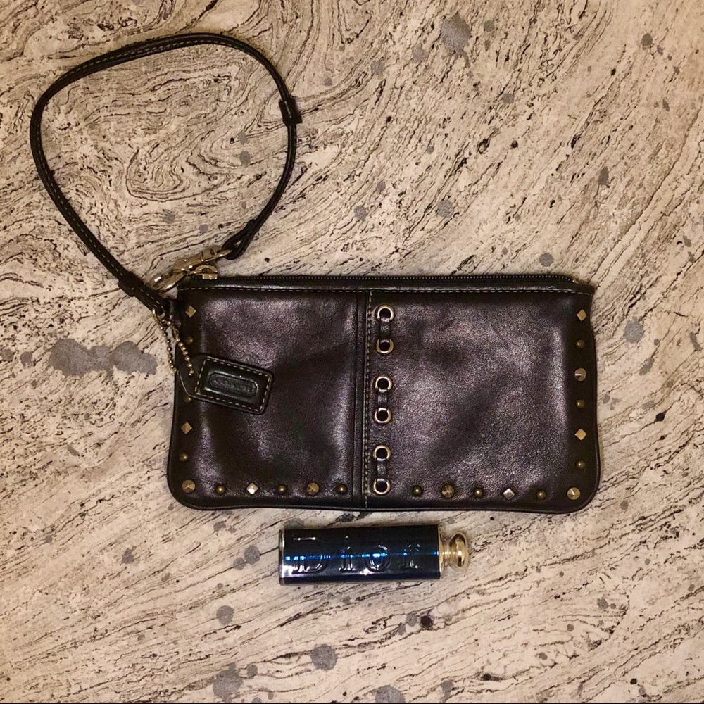 Authentic Black Leather Coach Wristlet